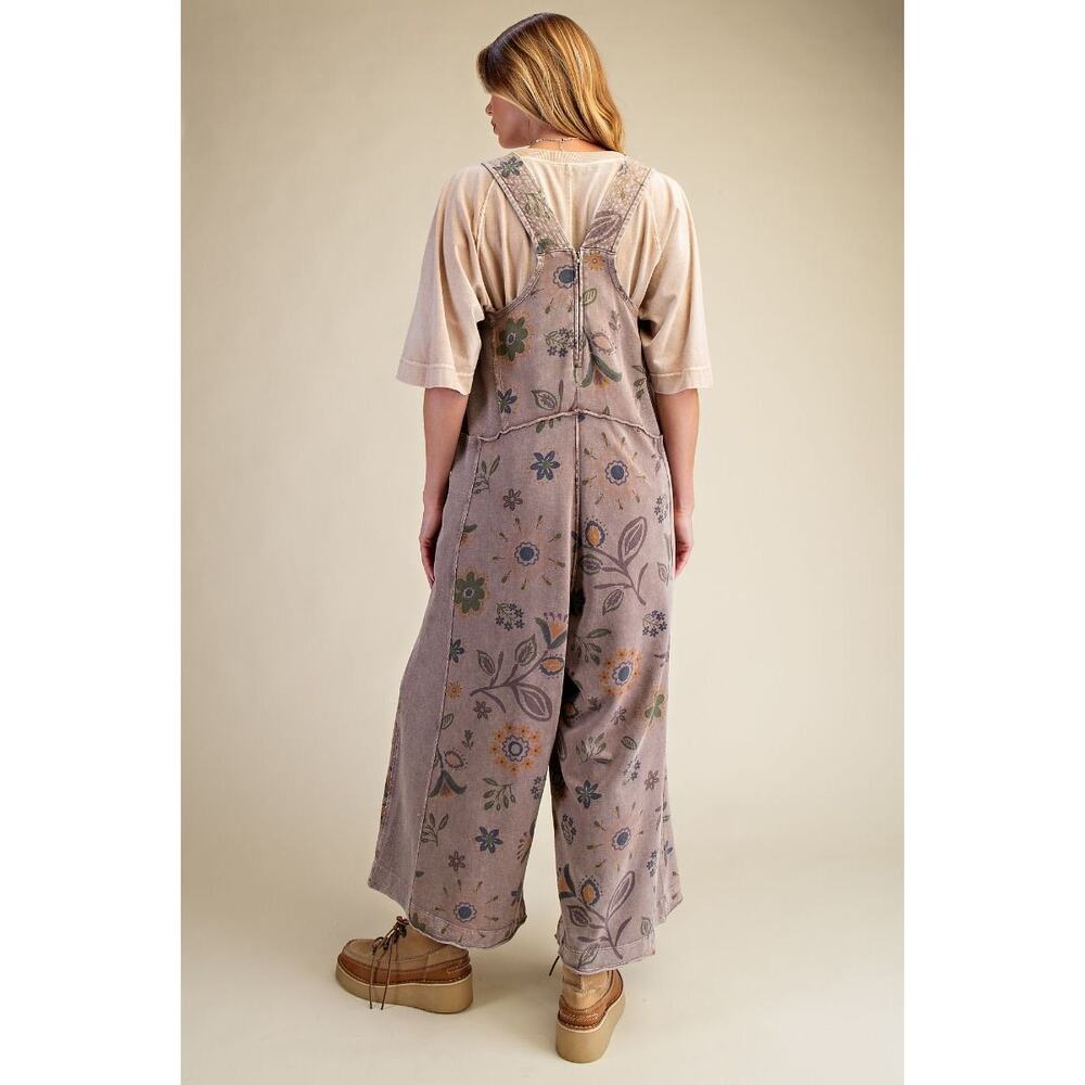 EASEL SIGNATURE PRINTED SOFT WASHED TERRY JUMPSUIT - Picture 5 of 6